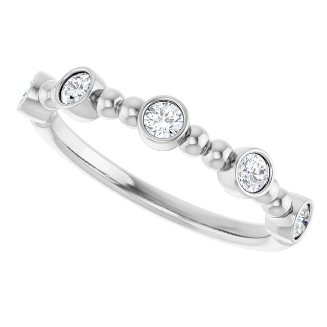 14K White 1/3 CTW Diamond Stackable Bead Ring