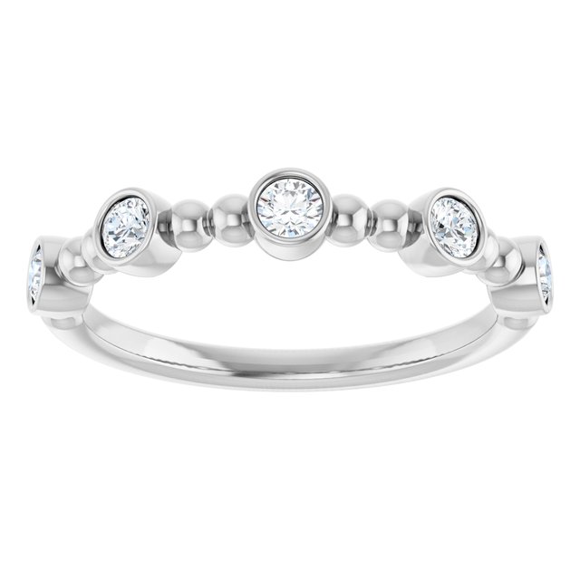 14K White 1/3 CTW Diamond Stackable Bead Ring