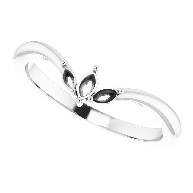 14K White 1/8 CTW Diamond Three-Stone V Ring