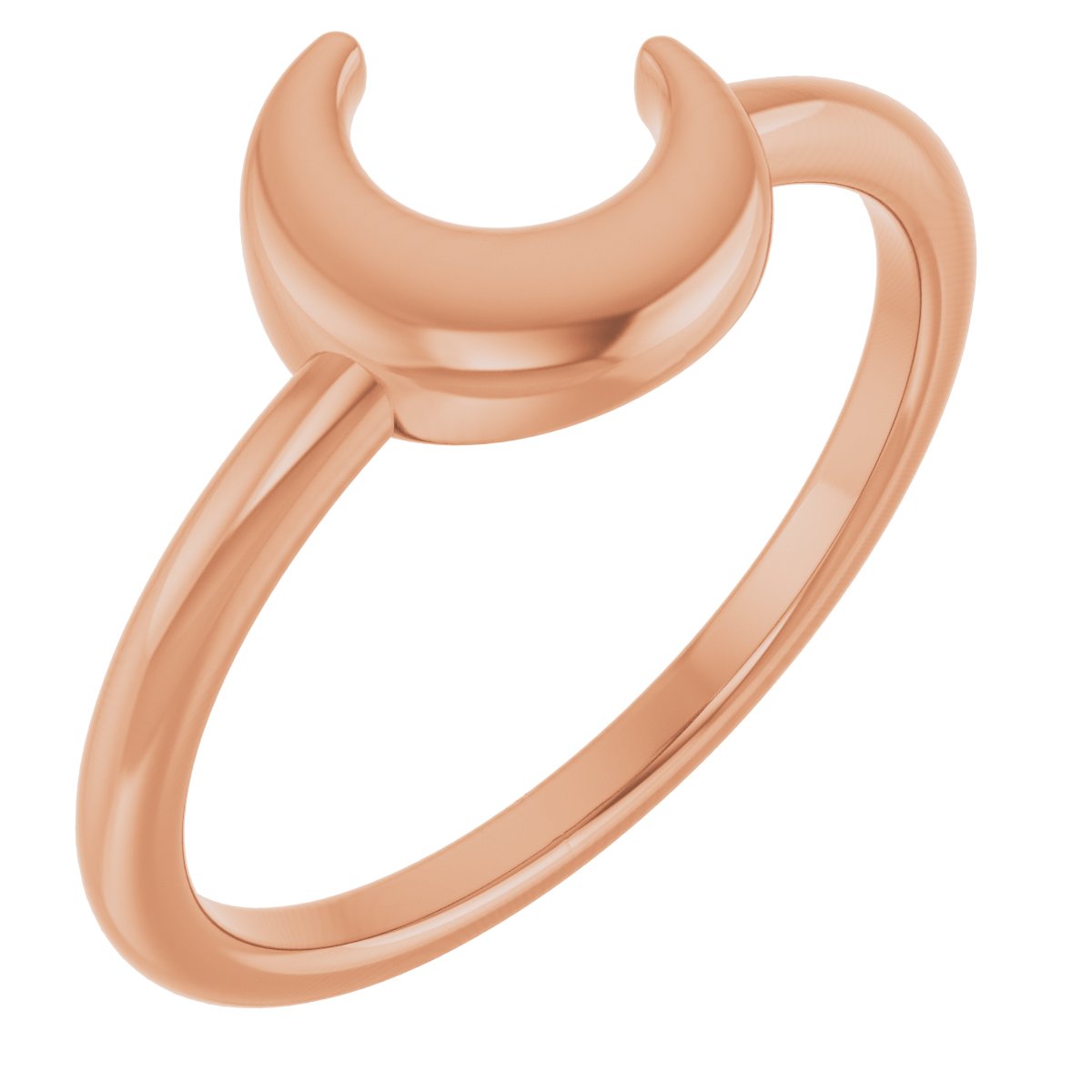 14K Rose Crescent Moon Ring 