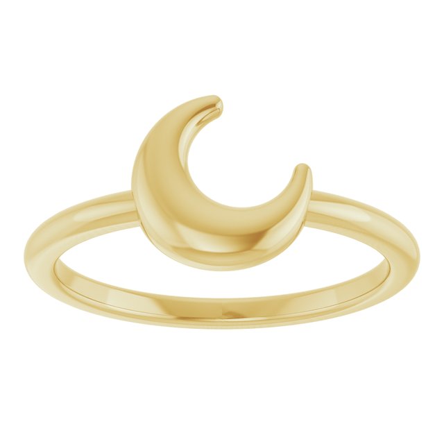 14K Yellow Crescent Moon Ring 