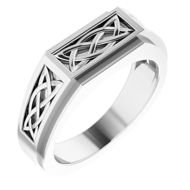 14K White Celtic-Inspired Ring