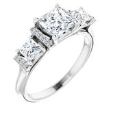 Three-Stone Accented Engagement Ring   