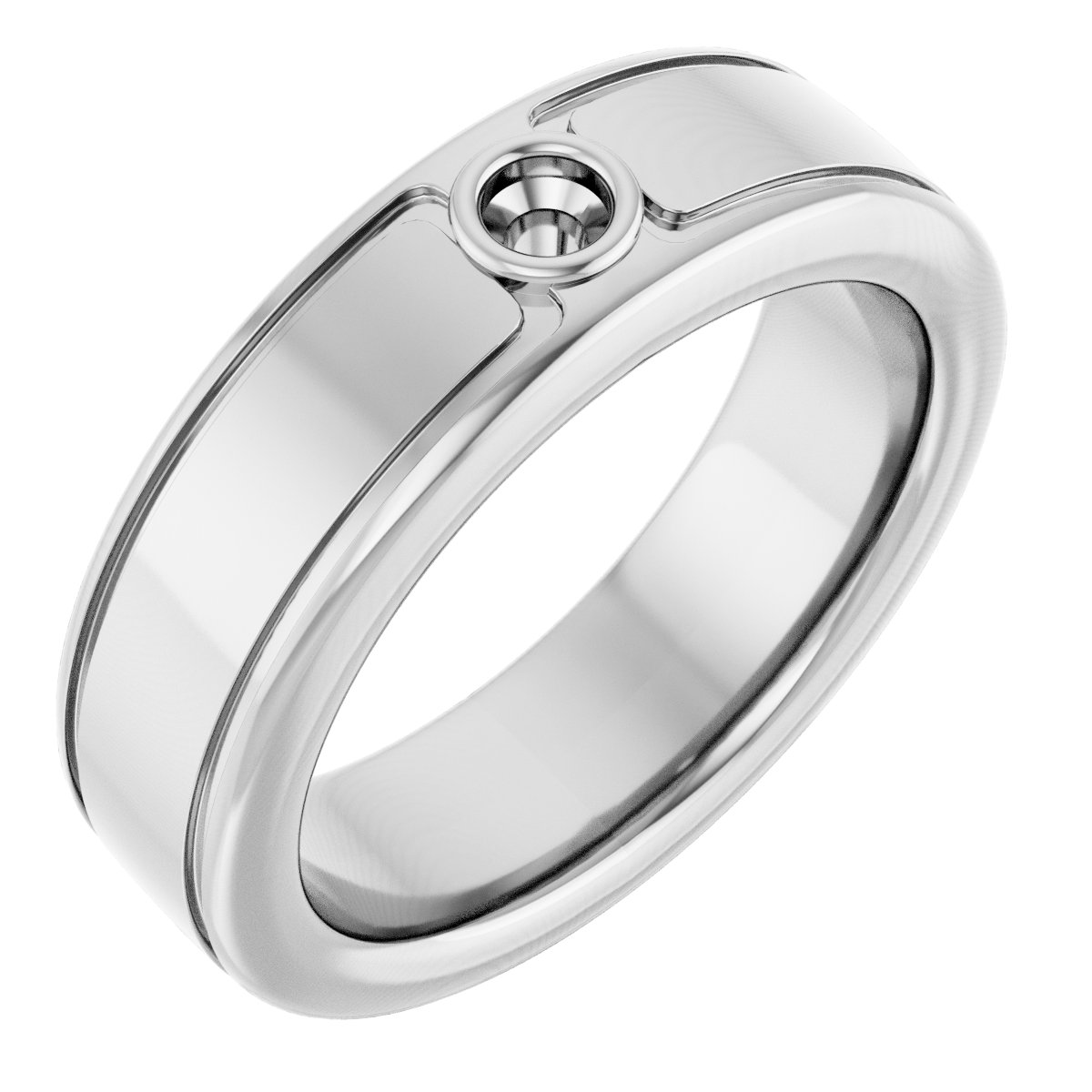 Grooved Bezel-Set Solitaire Band