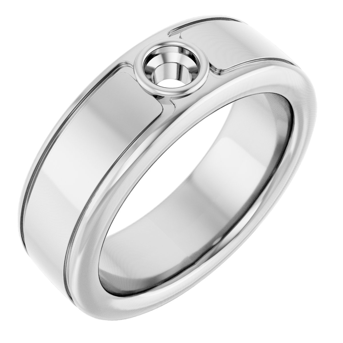 Grooved Bezel-Set Solitaire Band