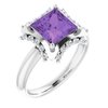 14K White 7x7 mm Square Amethyst and .17 CTW Diamond Ring Ref 3476752