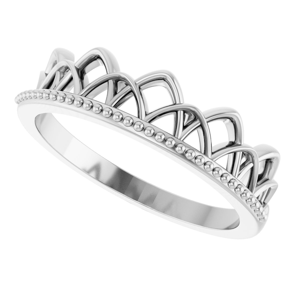 14K White Stackable Crown Ring   