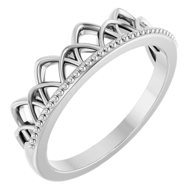 Platinum Stackable Crown Ring   