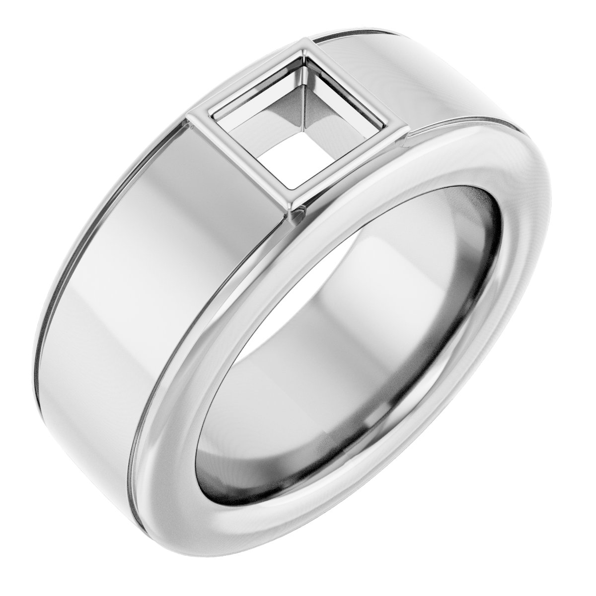 Grooved Bezel-Set Solitaire Band