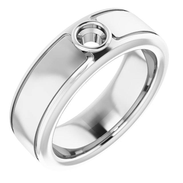 Grooved Bezel-Set Solitaire Band