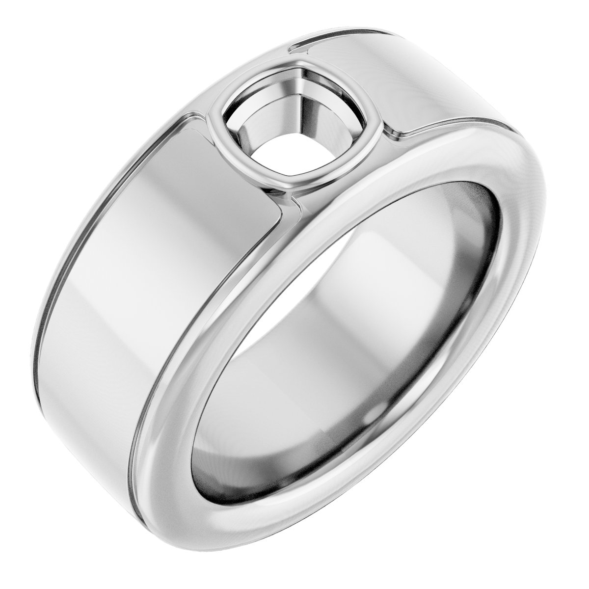 Grooved Bezel-Set Solitaire Band