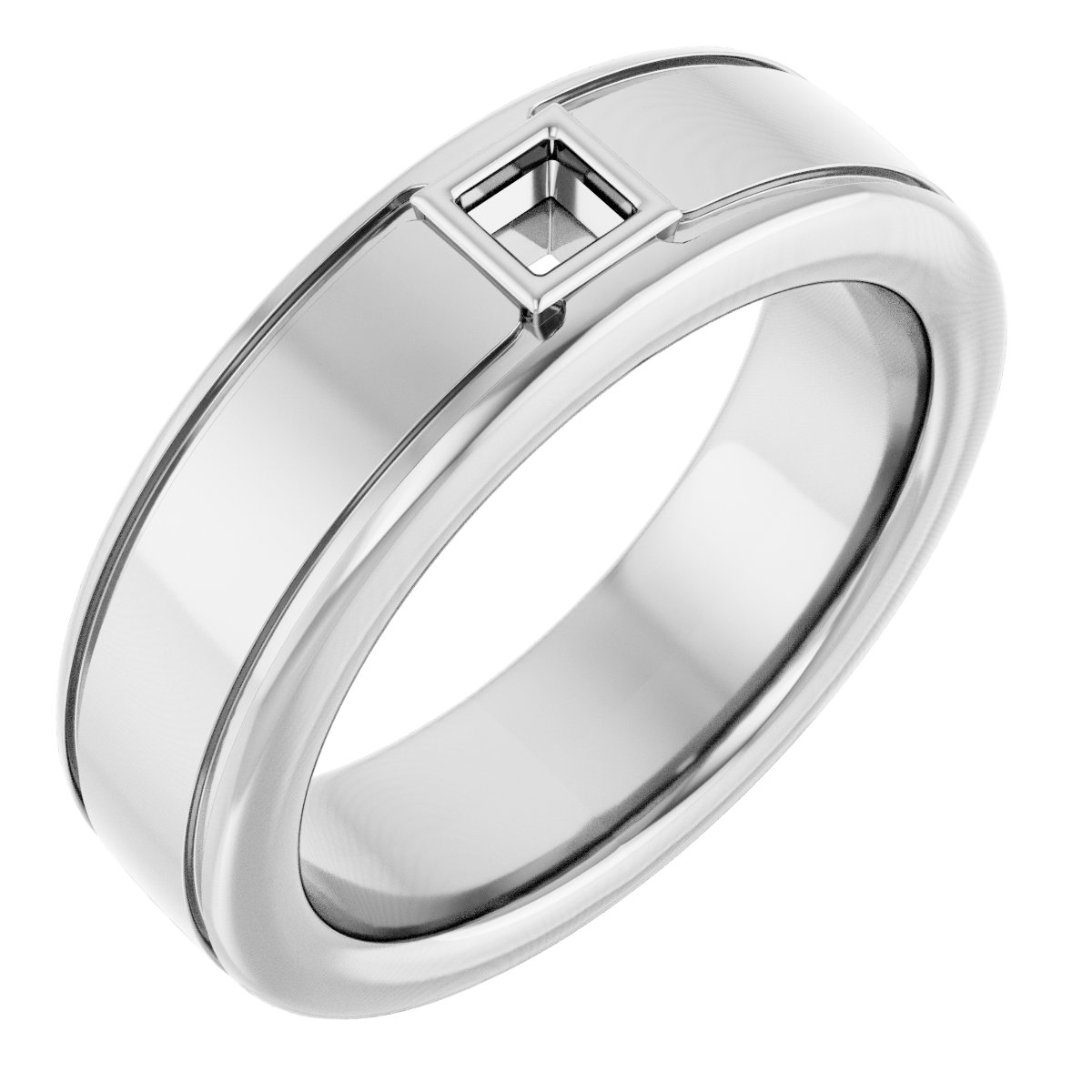 Grooved Bezel-Set Solitaire Band