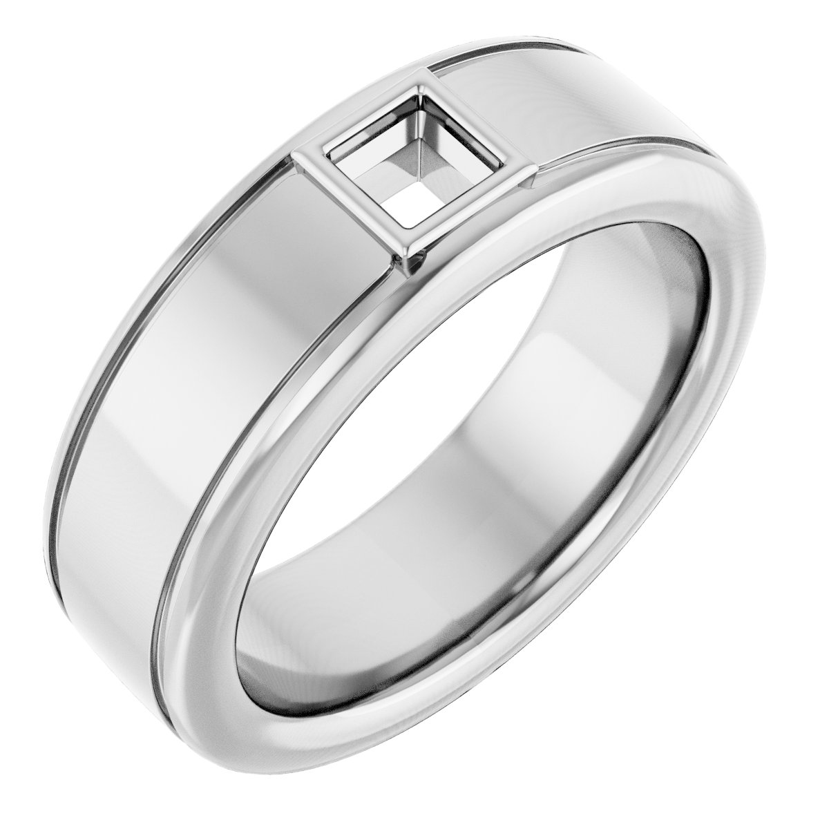 Grooved Bezel-Set Solitaire Band