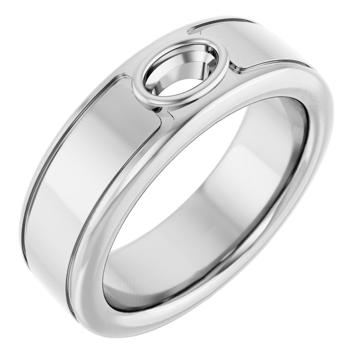 Grooved Bezel-Set Solitaire Band