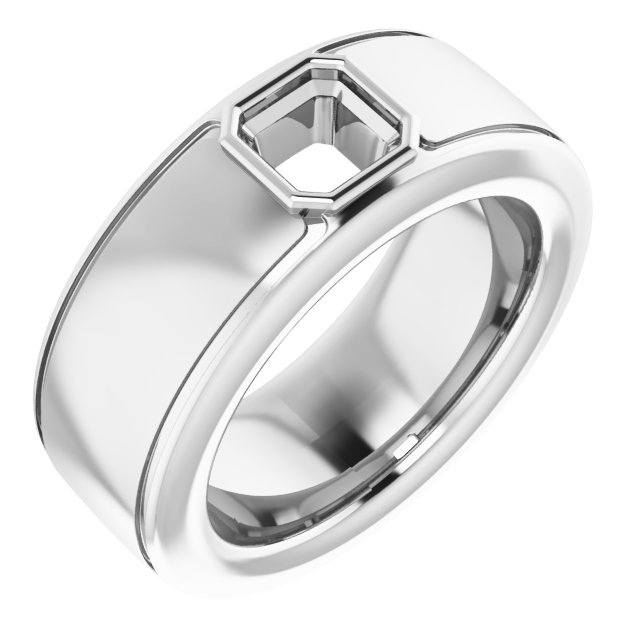 Grooved Bezel-Set Solitaire Band