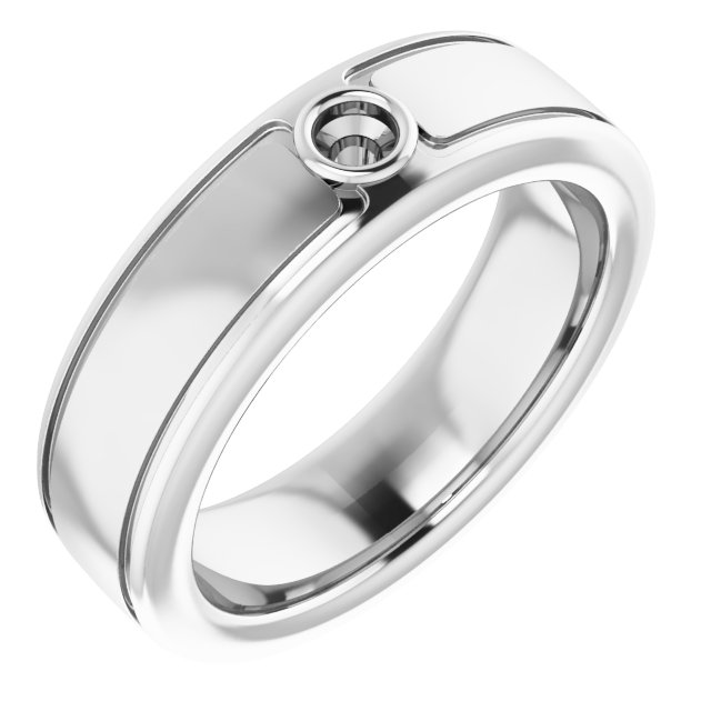 Grooved Bezel-Set Solitaire Band