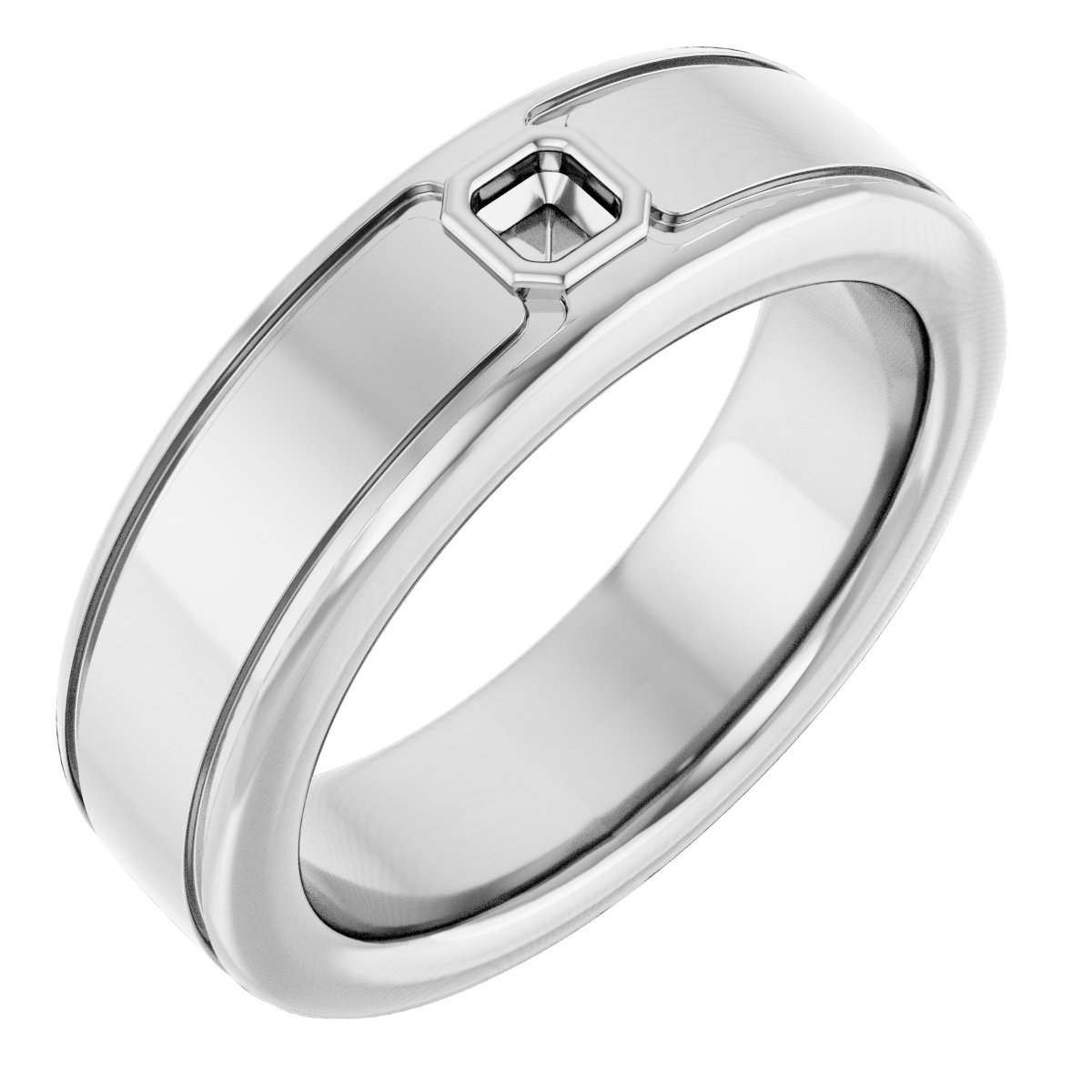 Grooved Bezel-Set Solitaire Band