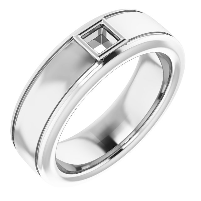 Grooved Bezel-Set Solitaire Band