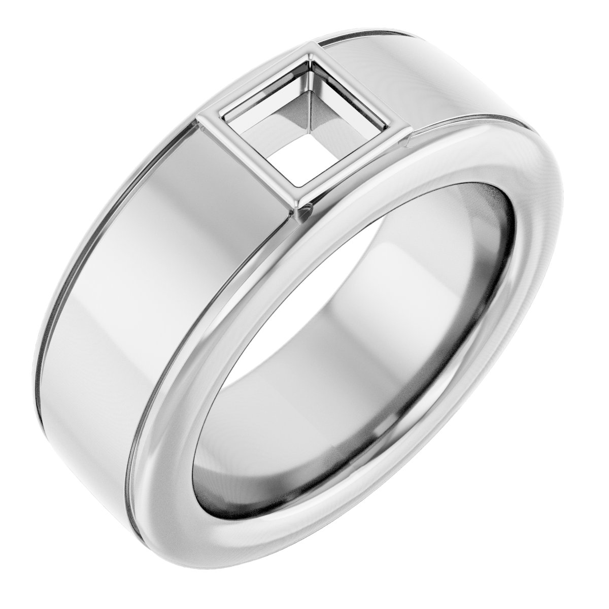 Grooved Bezel-Set Solitaire Band