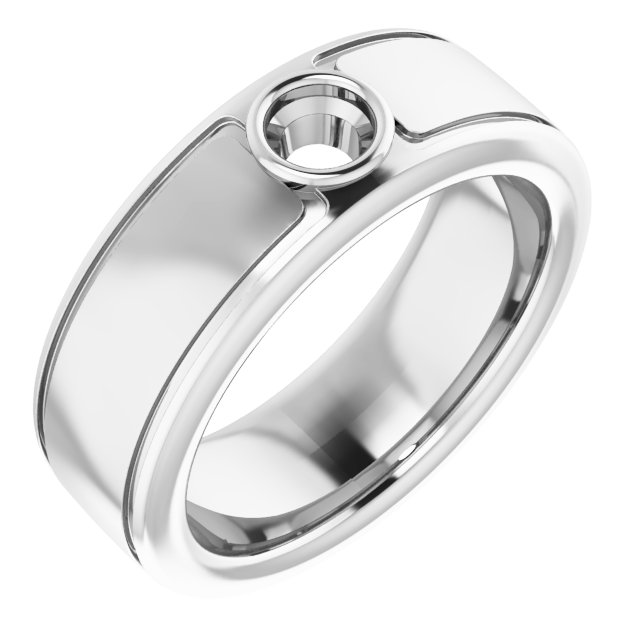 Grooved Bezel-Set Solitaire Band