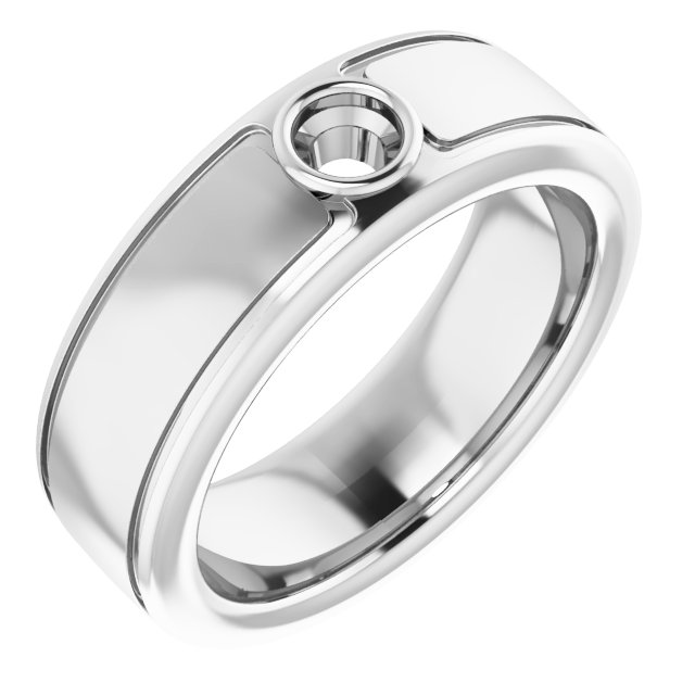 Grooved Bezel-Set Solitaire Band
