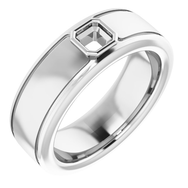 Grooved Bezel-Set Solitaire Band