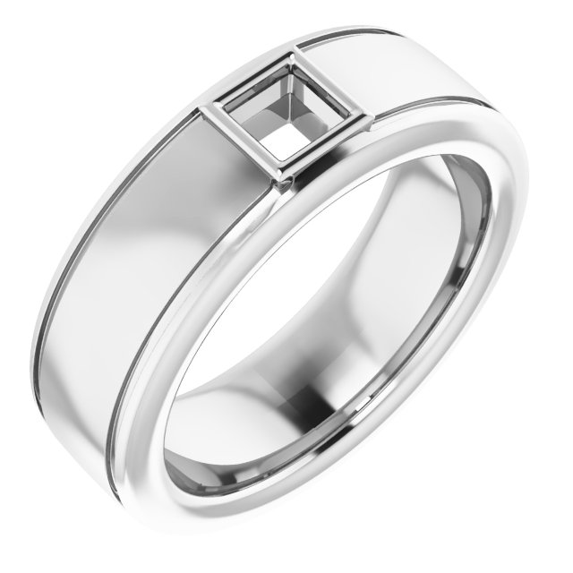 Grooved Bezel-Set Solitaire Band