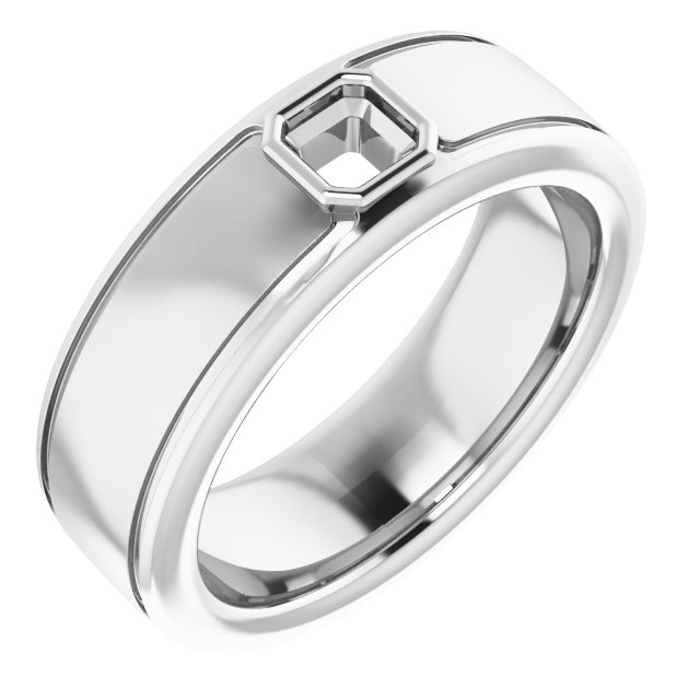 Grooved Bezel-Set Solitaire Band