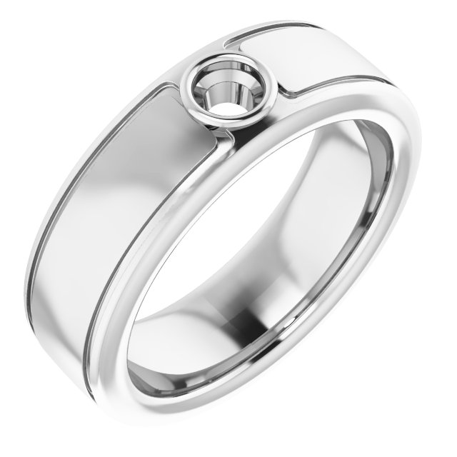Grooved Bezel-Set Solitaire Band