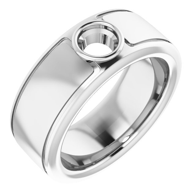 Grooved Bezel-Set Solitaire Band