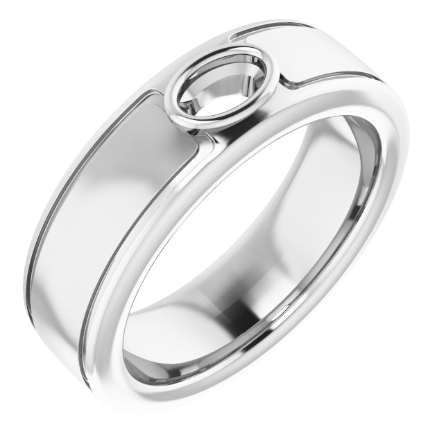 Grooved Bezel-Set Solitaire Band
