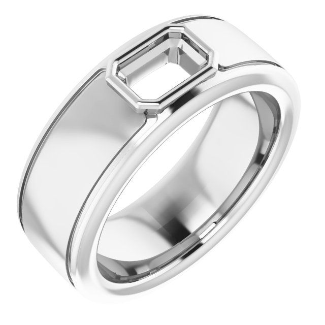 Grooved Bezel-Set Solitaire Band