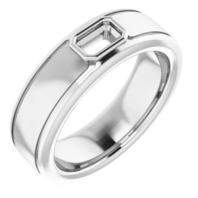 Grooved Bezel-Set Solitaire Band