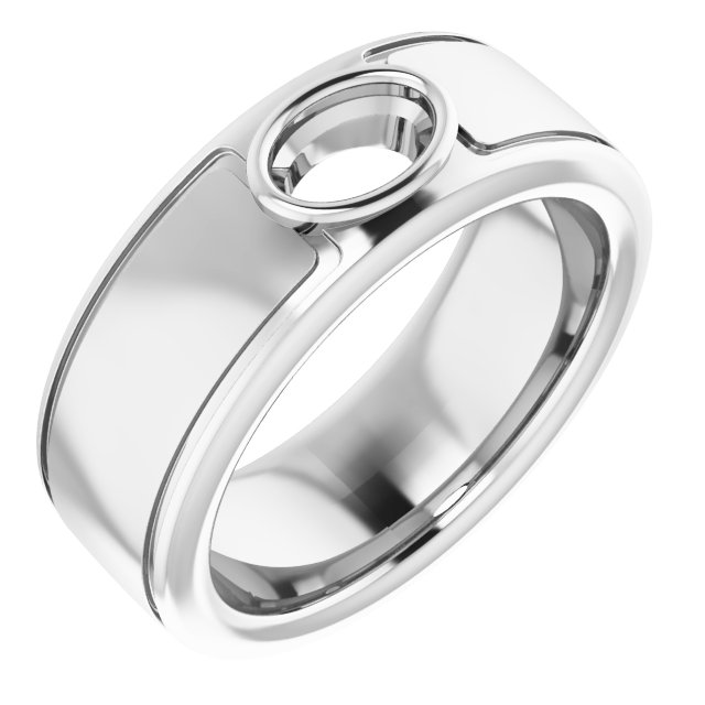 Grooved Bezel-Set Solitaire Band