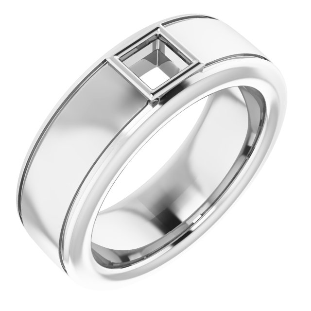 Grooved Bezel-Set Solitaire Band
