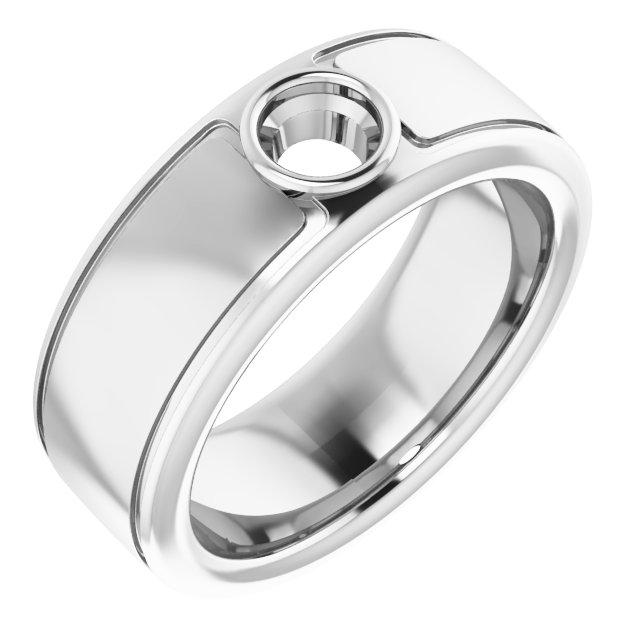 Grooved Bezel-Set Solitaire Band