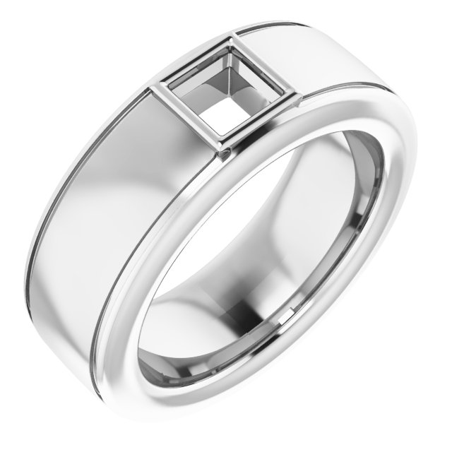Grooved Bezel-Set Solitaire Band