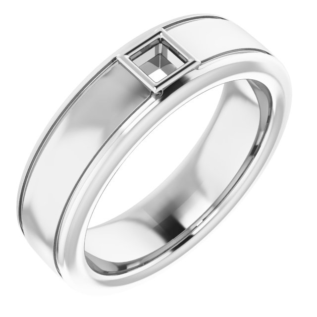 Grooved Bezel-Set Solitaire Band