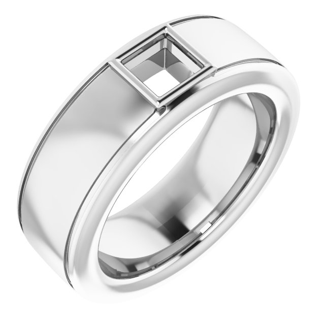Grooved Bezel-Set Solitaire Band