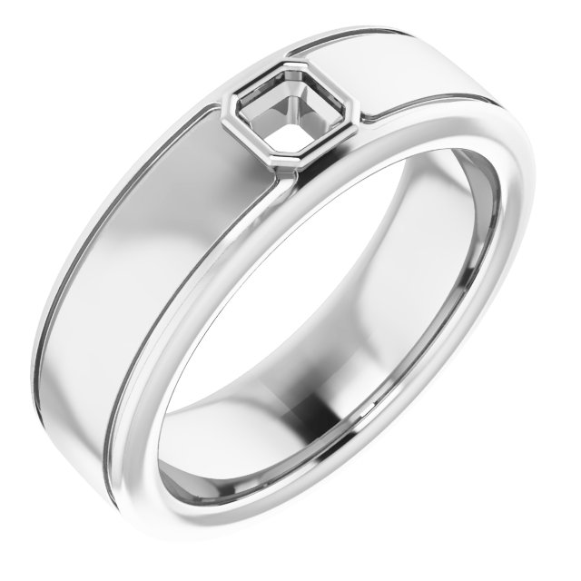 Grooved Bezel-Set Solitaire Band