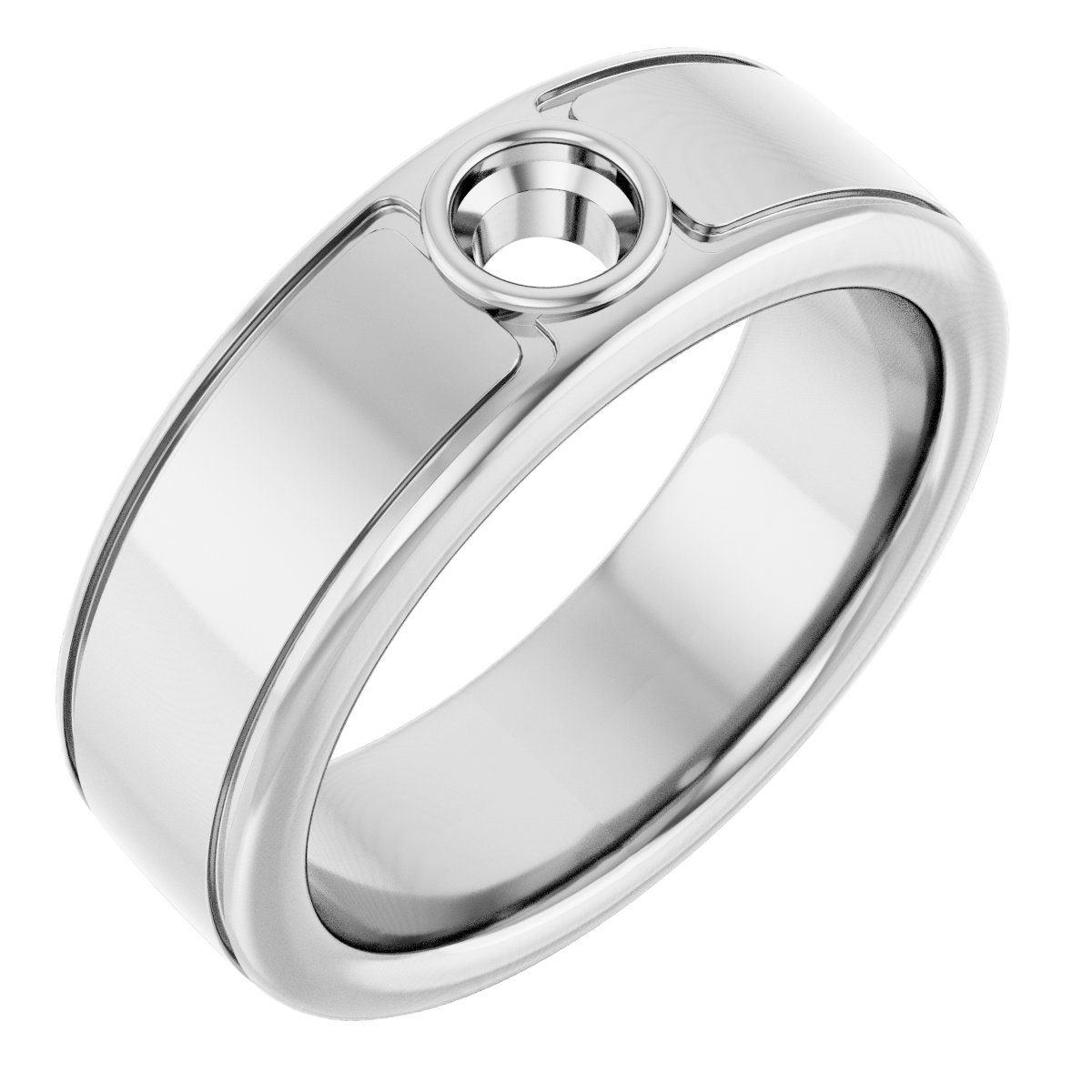 Grooved Bezel-Set Solitaire Band