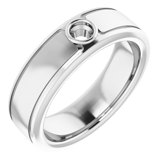 Grooved Bezel-Set Solitaire Band