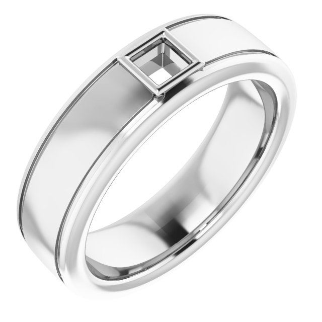 Grooved Bezel-Set Solitaire Band