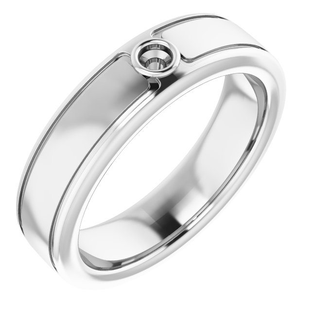 Grooved Bezel-Set Solitaire Band