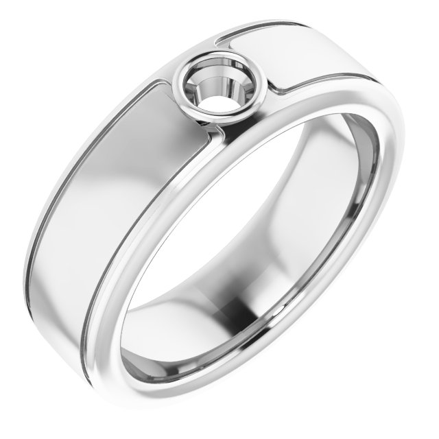 Grooved Bezel-Set Solitaire Band