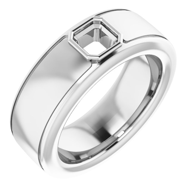 Grooved Bezel-Set Solitaire Band