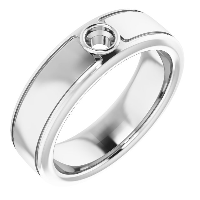 Grooved Bezel-Set Solitaire Band