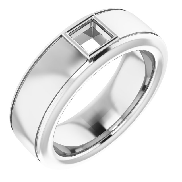 Grooved Bezel-Set Solitaire Band