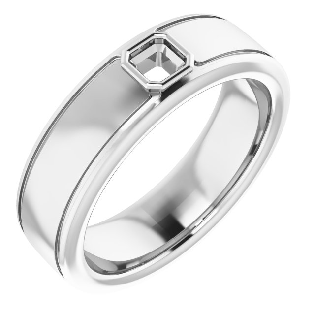 Grooved Bezel-Set Solitaire Band