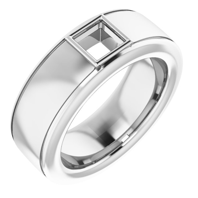 Grooved Bezel-Set Solitaire Band